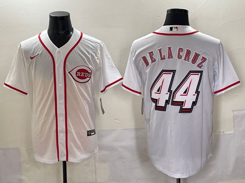 Men 2025 Cincinnati Reds #44 Delacruz White Joint Name Nike MLB Jersey style 06->cincinnati reds->MLB Jersey